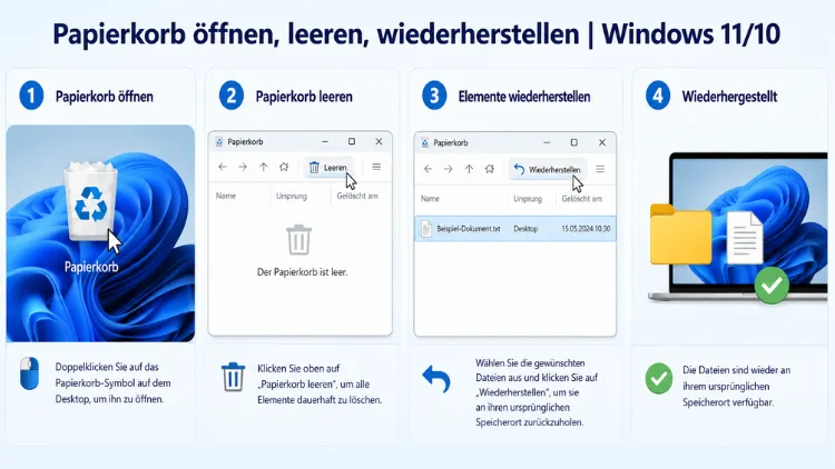 Papierkorb öffnen, leeren, wiederherstellen | Windows 11/10