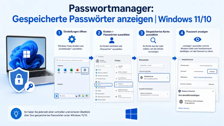 Passwortmanager: Gespeicherte Passwörter anzeigen | Windows 11/10