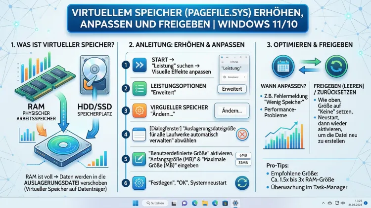 Virtuellen Speicher erhöhen, anpassen und freigeben | Windows 11/10