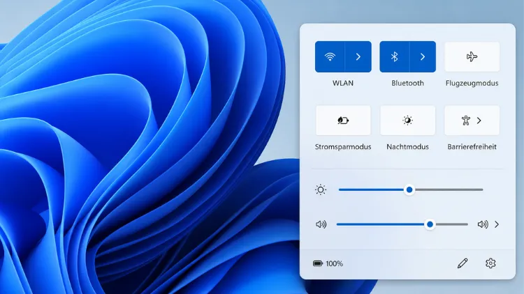 Windows 11 Schnelleinstellungen auf dem Desktop