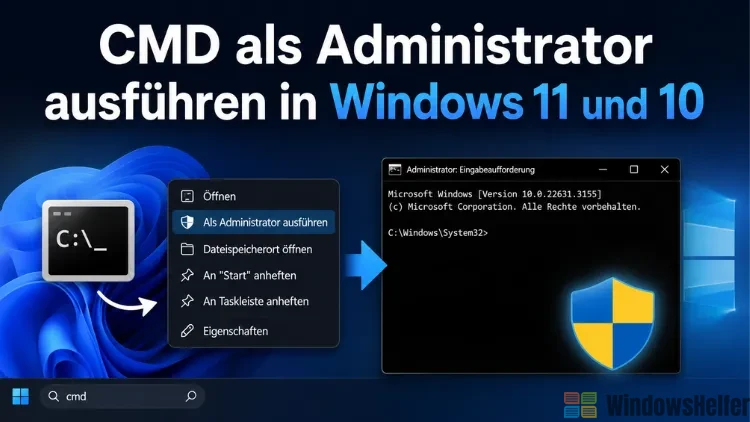 CMD als Administrator ausführen in Windows 11 und 10