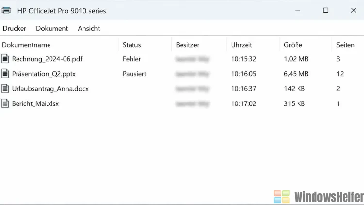 Druckwarteschlange öffnen unter Windows 11