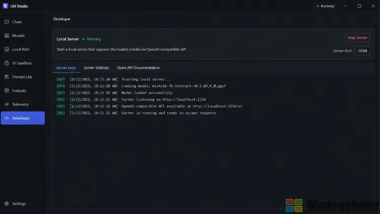 Modell in LM Studio laden und Server starten