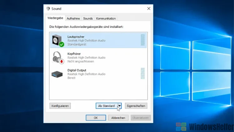In Windows 10 sieht der Weg etwas anders aus