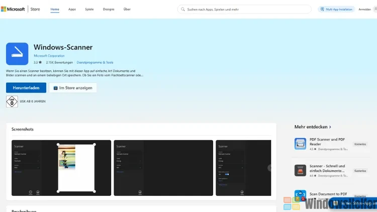 Mit der Windows-Scan-App scannen
