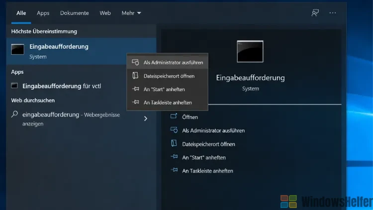 Suchoberfläche mit Eingabeaufforderung