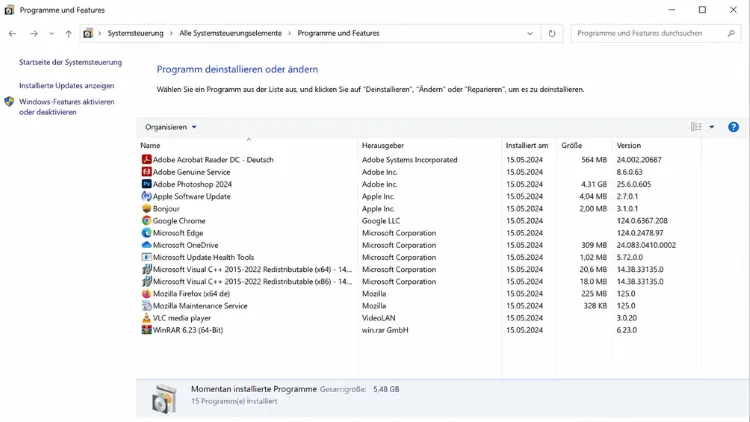 Programme und Features Übersicht