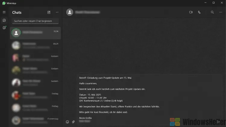 WhatsApp Desktop Chat mit Einladung