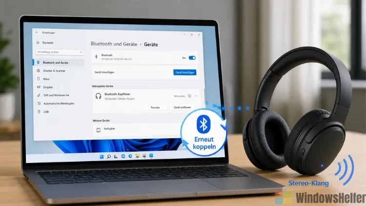 Windows 11/10: Erneutes Koppeln von Bluetooth-Kopfhörern für Stereo-Klang