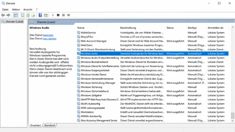 Windows Dienste-Verwaltungskonsole